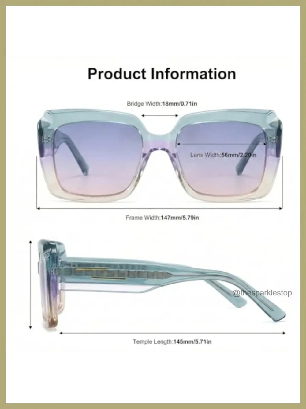 Oversized Square Sunglasses for Women UV400 Fashion Eyewear Trendy